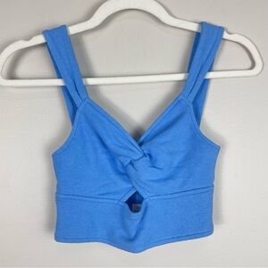 Madewell Blue Crop Tank with Tie Front